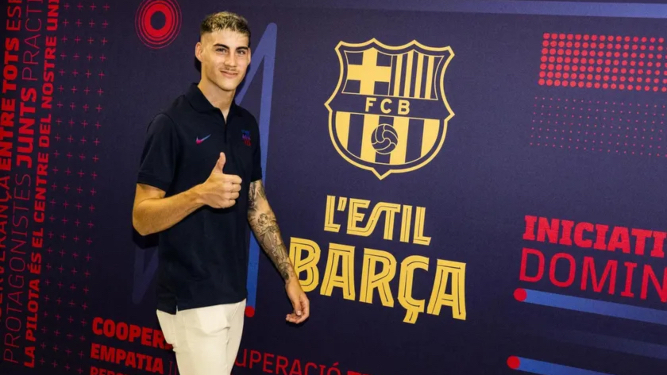 Roberto, tras pasar el reconocimiento médico con el Barça.