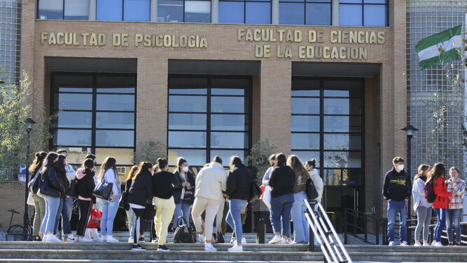 Alumnos en el Campus Universitario de Teatinos.