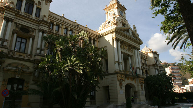Fachada principal del Ayuntamiento de Málaga.