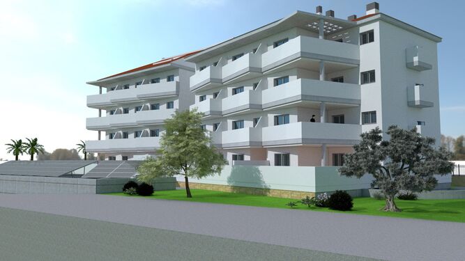 Una infografía de las viviendas de apoyo municipal que construirá Fuengirola en Los Pacos.