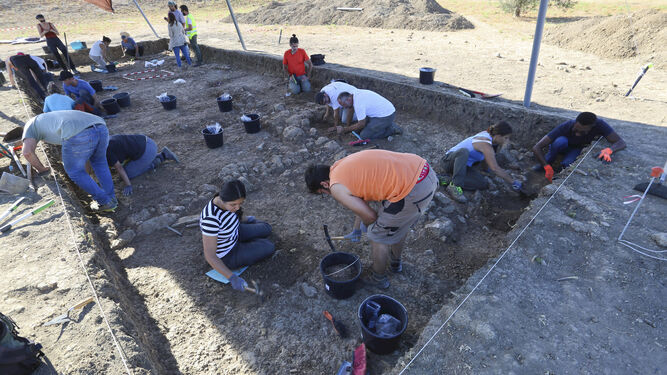Investigadores excavan el yacimiento de Cerro del Villar.