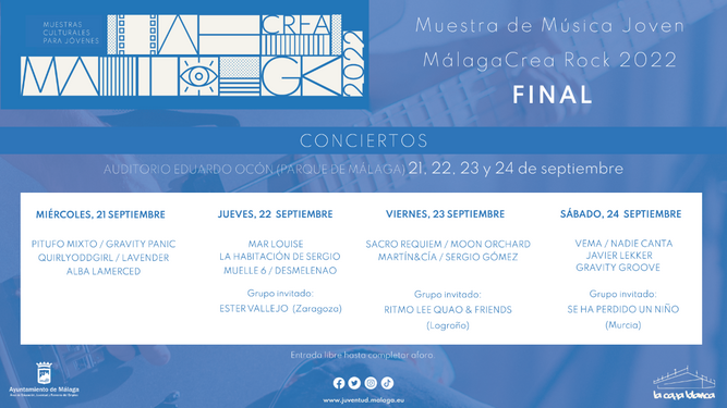 Programa de la final del MálagaCrea Rock 2022