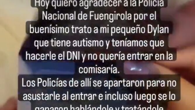 Captura de pantalla del mensaje publicado por la familia de Dylan y que ha compartido la Policía Nacional.