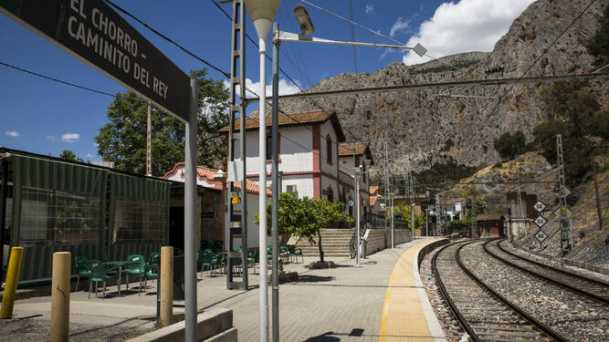 Vistas de la estación de tren en El Chorro, Málaga.