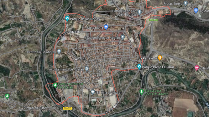 Vista por satélite de Abarán, en Murcia