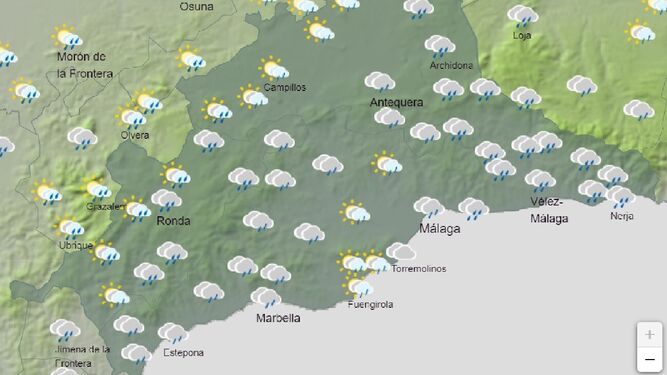 Mapa con la previsión de lluvia para este próximo martes.