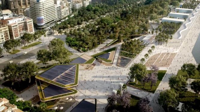 Vista del nuevo entorno de la Plaza de La Marina que se proyecta en Málaga