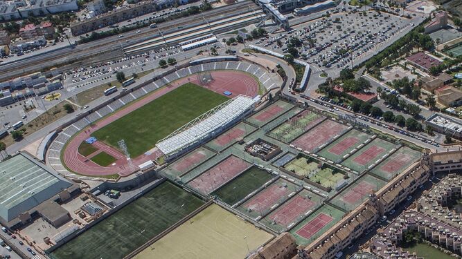 Una vista área del estadio de Bahía Sur y otras instalaciones deportivas anexas, en una imagen de archivo.