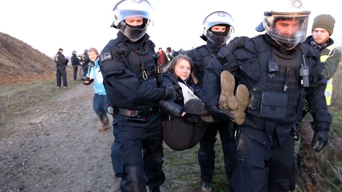 Greta Thunberg, detenida durante una protesta en Alemania
