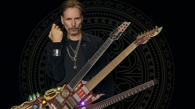 Steve Vai con su guitarra Hydra.