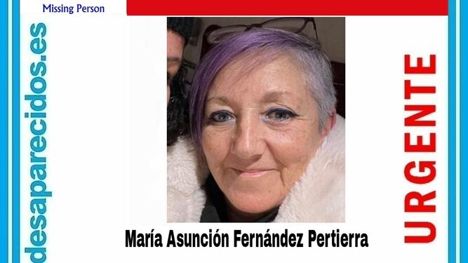 El cartel difundido de la desaparición de María Asunción Fernández.