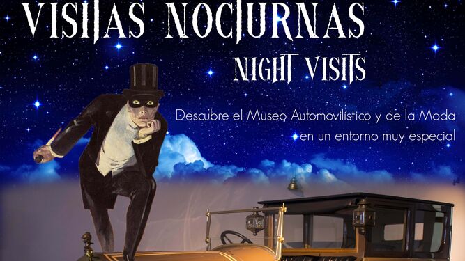 El cartel de las ‘Visitas Nocturnas’ al Museo del Automóvil.