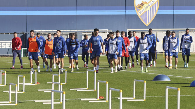 El Málaga CF, en un entrenamiento esta semana.