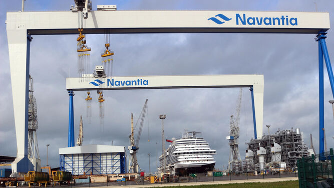 Astillero de Navantia en Puerto Real, uno de los centros de trabajo que más ha contribuido al alza exportadora