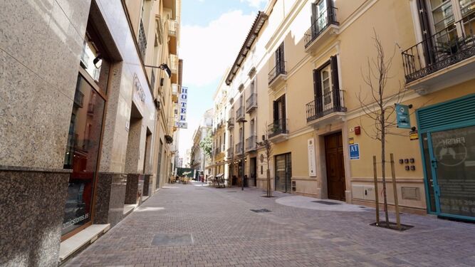 Vista de la calle Trinidad Grund de Málaga capital.