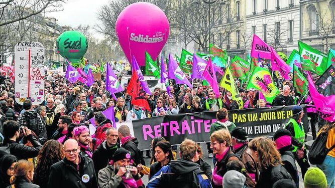 Manifestación contra las pensiones en Francia.