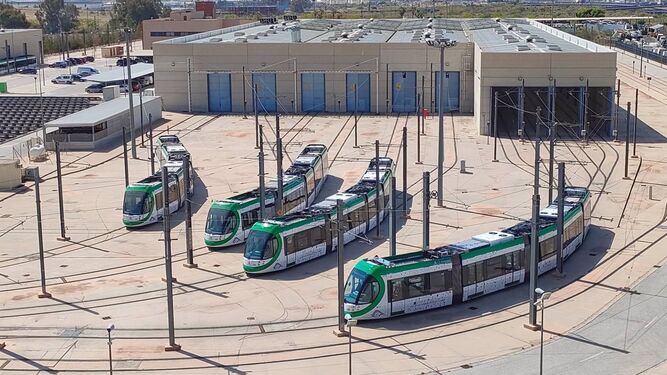 Nuevas unidades del Metro en las cocheras de Málaga.