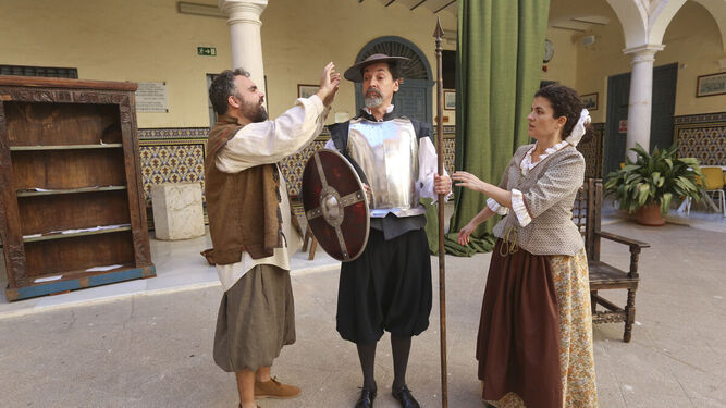 Los actores de Pata Teatro en un momento de los ensayos del 'Quijote'.