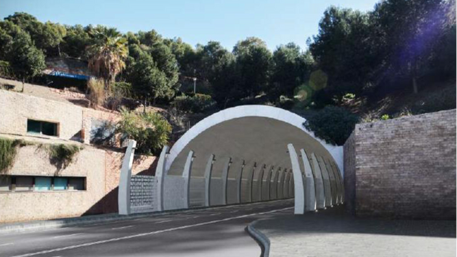 Infografía del proyecto de mejora acústica del túnel de la Alcazaba.
