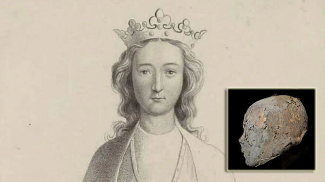 Recreación de Leonor de Castilla junto al perfil real de su cráneo