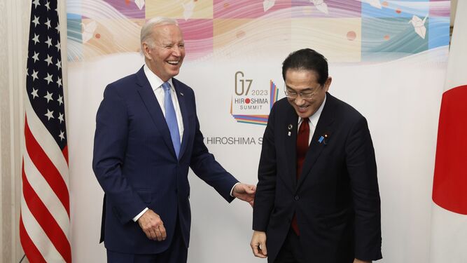 El presidente de EEUU, Joe Biden, y el primer ministro de Japón, Fumio Kishida.