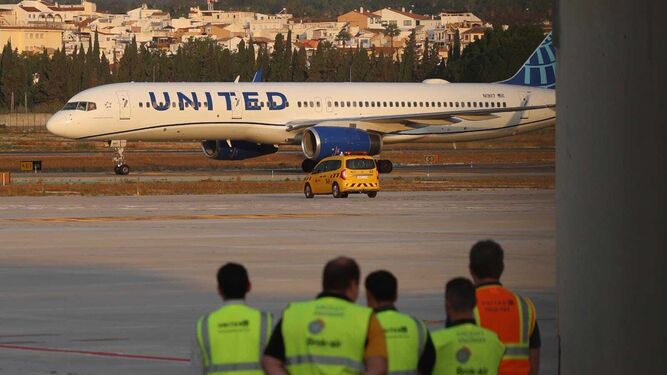 Un avión de United Airlines llegado a Málaga desde Nueva York