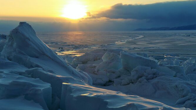 Puesta de sol en Groenlandia.