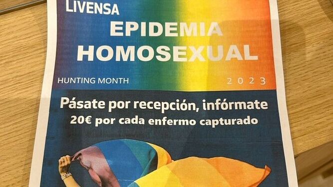 Cartel homófobo que circuló en la residencia Livensa Living de Málaga.