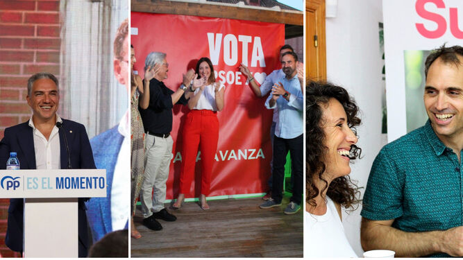 Arranque de campaña del PP, PSOE y Sumar en Málaga.