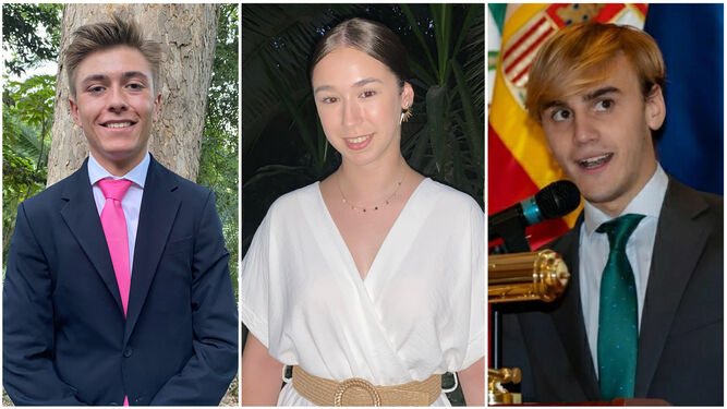 Ramón Montoro, Paula Segovia y Juan Cava, tres de los jóvenes que han obtenido el Premio Extraordinario de Bachillerato de la Junta.
