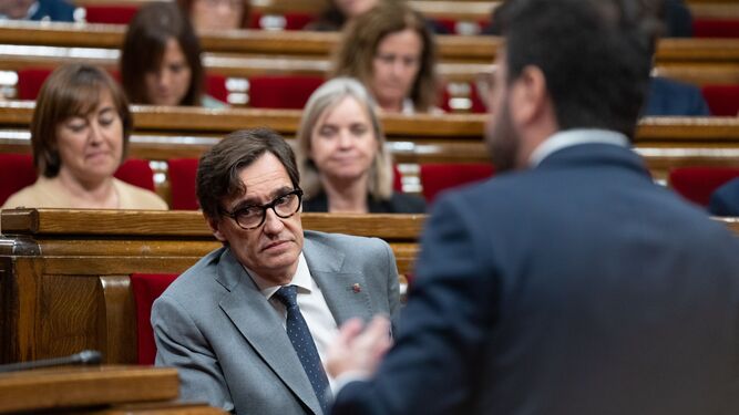 Salvador Illa en el Parlament de Cataluña.