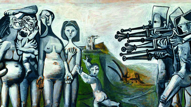 Detalle de la obra 'Masacre en Corea, de Pablo Picasso, prestada por el Museo Picasso de París.