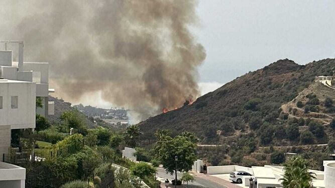 El incendio declarado en Marbella este jueves.