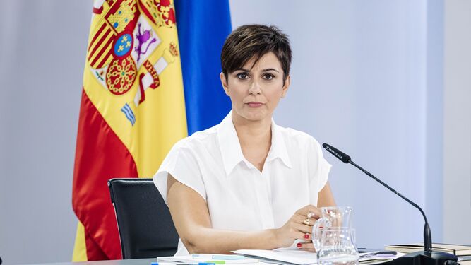 La ministra portavoz en funciones, Isabel Rodríguez, este lunes en la Moncloa.