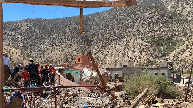 Edificios derrumbados tras el terremoto en Marruecos.