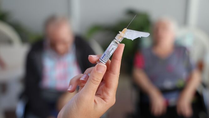 Una de las vacunas que se inoculará en la Residencia Virgen de Belén de Pedregalejo, este lunes.