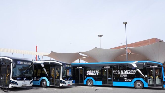 Autobuses de la EMT de Málaga en una imagen de archivo.