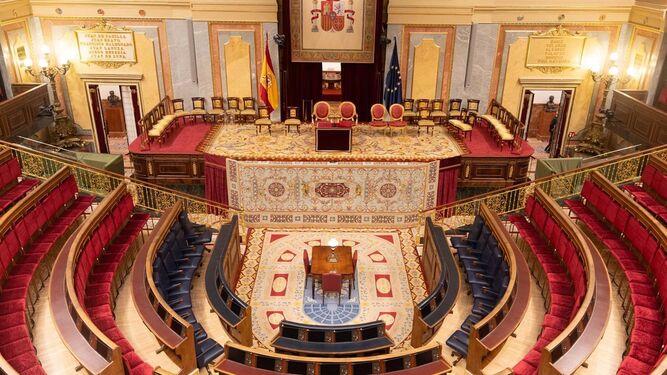 El Congreso de los Diputados, preparado para la jura de la Constitución de la Princesa de Asturias.
