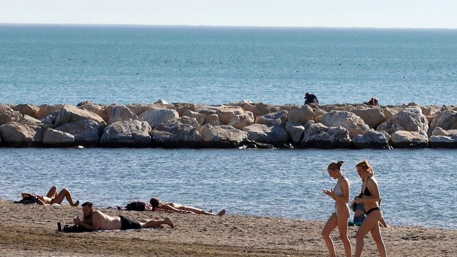 Algunos se animaron incluso a pasear por la playa en Málaga