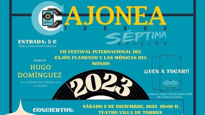 Cartel del VII Festival Internacional del Cajón Flamenco y las Músicas del Mundo 'Cajonea Torrox'