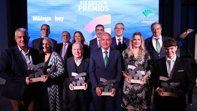Premiados y autoridades en la gala de los Premios Malagueños de Hoy 2023.