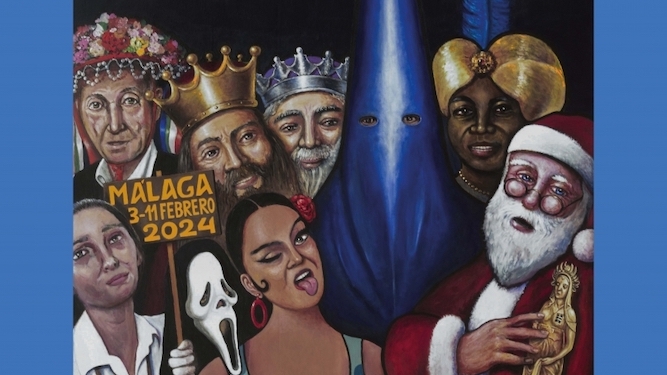 Los rostros del cartel del Carnaval de Málaga 2024.