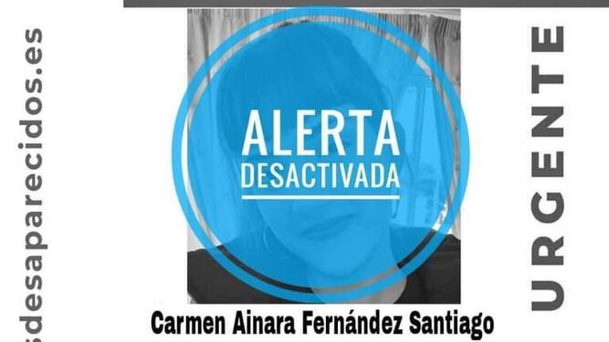 Alerta desactivada sobre la desaparición de Carmen Ainara.