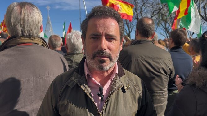El secretario general del PP de Málaga, José Ramón Carmona, en la manifestación celebrada este domingo en Sevilla.