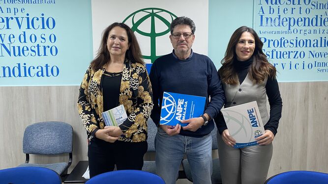 Sonia Blázquez, vicepresidenta, Guillermo Hernández, presidente provincial y Elena García, secretaria de comunicación del sindicato de profesores ANPE.