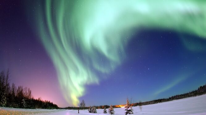 Aurora boreal en el Polo Norte