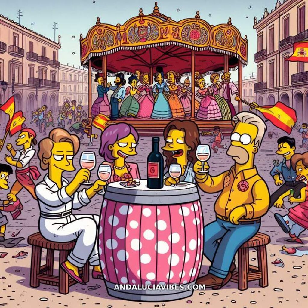 Los Simpsons en la feria de M&aacute;laga con su correspondiente cartojal