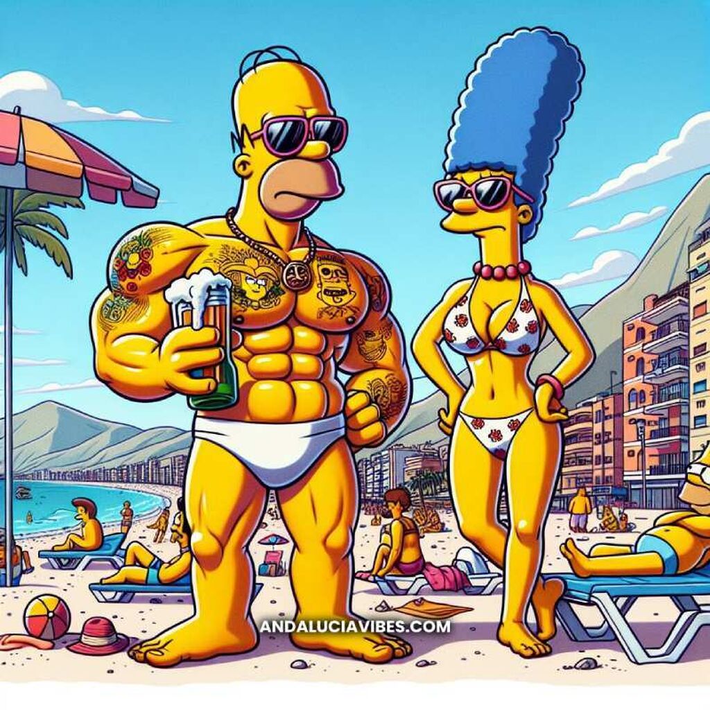 Los Simpson totalmente integrados en la playa de la malagueta