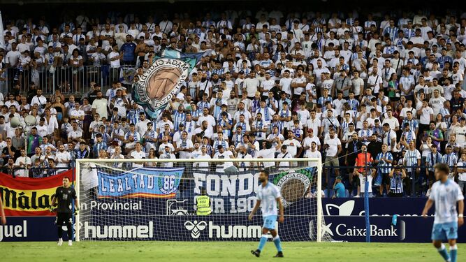 Afición del Málaga, durante un partido.