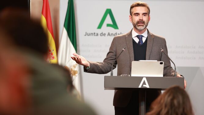 El portavoz de la Junta, Ramón Fernández-Pacheco al término del Consejo de Gobierno de hoy.